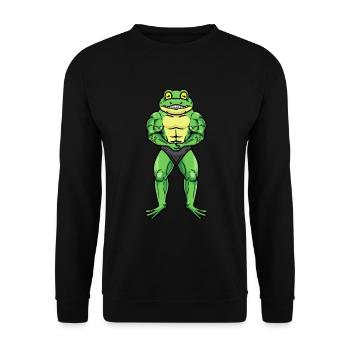 Frog Fitness Gym Motivation - Unisex Sweatshirt - black - Front - Alina (178cm) & Michal (187cm)
