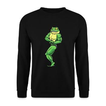 Frosch Fitness Fitnessstudio Motivation - Unisex Pullover - Schwarz - Vorne - Alina (178cm) & Michal (187cm)