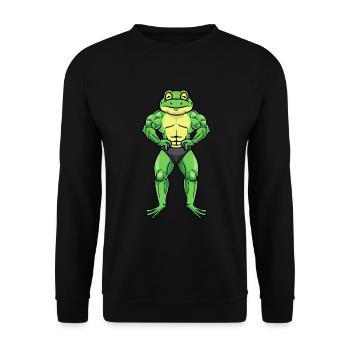 Frosch Fitness Fitnessstudio Motivation - Unisex Pullover - Schwarz - Vorne - Alina (178cm) & Michal (187cm)