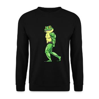 Frosch Fitness Fitnessstudio Motivation - Unisex Pullover - Schwarz - Vorne - Alina (178cm) & Michal (187cm)