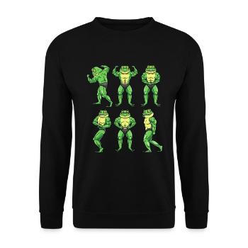 Frosch Fitness Fitnessstudio Motivation - Unisex Pullover - Schwarz - Vorne - Alina (178cm) & Michal (187cm)