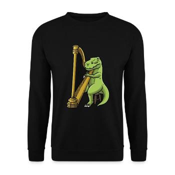 Dinosaur Harp Instrument Orchestra - Unisex Sweatshirt - black - Front - Alina (178cm) & Michal (187cm)