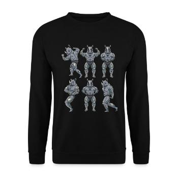 Nashorn Fitness Fitnessstudio Motivation - Unisex Pullover - Schwarz - Vorne - Alina (178cm) & Michal (187cm)