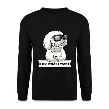 Bichon Frisé têtu Bichon bouclé - Sweat-shirt Unisexe - noir - Devant - Alina (178cm) & Michal (187cm)