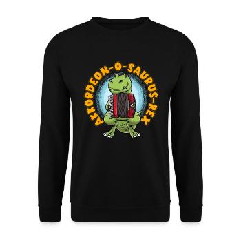 Akkordeon O Saurus Rex Akkordeonspieler - Unisex Pullover - Schwarz - Vorne - Alina (178cm) & Michal (187cm)