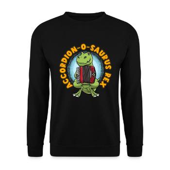 Akkordeon O Saurus Rex T-rex Dinosaurier Musikant - Unisex Pullover - Schwarz - Vorne - Alina (178cm) & Michal (187cm)