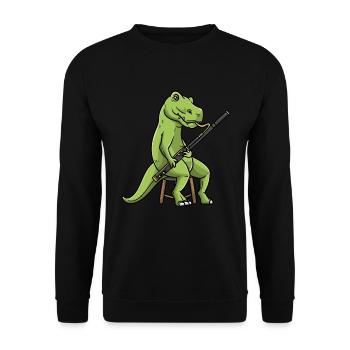 Fagott Fagottist Dinosaurier - Unisex Pullover - Schwarz - Vorne - Alina (178cm) & Michal (187cm)