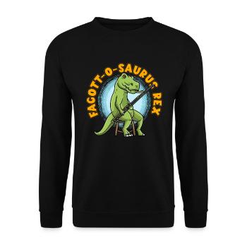 Fagott-O-Saurus Rex Fagott-Spieler Dinosaurier - Unisex Pullover - Schwarz - Vorne - Alina (178cm) & Michal (187cm)