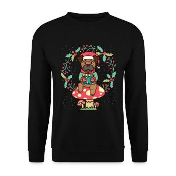 Chien Border Terrier sur une couronne de Noël aux champignons - Sweat-shirt Unisexe - noir - Devant - Alina (178cm) & Michal (187cm)
