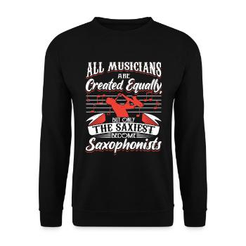 Saxophon Saxophonspieler Saxophonist Lustig - Unisex Pullover - Schwarz - Vorne - Alina (178cm) & Michal (187cm)