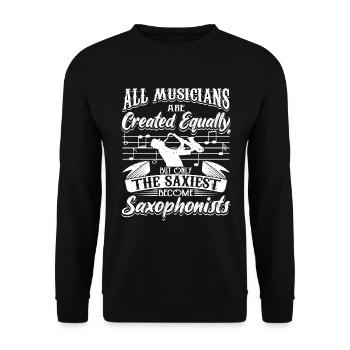 Saxophon Saxophonspieler Saxophonist Lustig - Unisex Pullover - Schwarz - Vorne - Alina (178cm) & Michal (187cm)