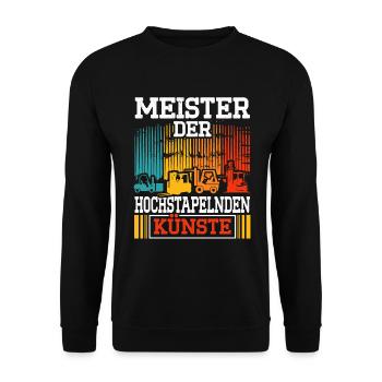 Lagerist Gabelstapler Lagerarbeiter - Unisex Pullover - Schwarz - Vorne - Alina (178cm) & Michal (187cm)