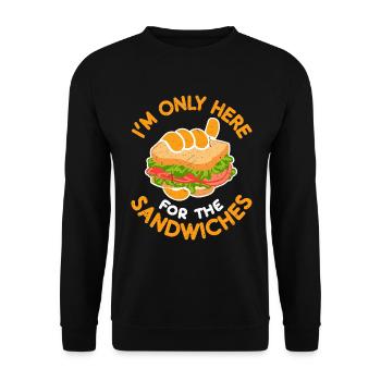 Ich Bin Nur Für Die Sandwiches Hier - Unisex Pullover - Schwarz - Vorne - Alina (178cm) & Michal (187cm)