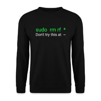 Linux sudo rm rf - Unisex Pullover - Schwarz - Vorne - Alina (178cm) & Michal (187cm)