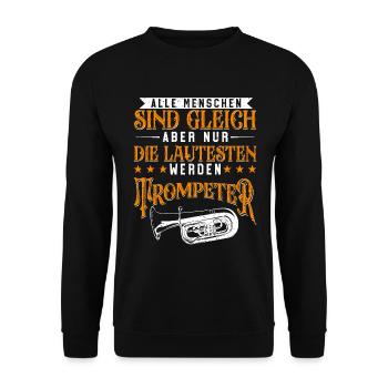 Trompeter Trompete Instrument Blechblasmusik - Unisex Pullover - Schwarz - Vorne - Alina (178cm) & Michal (187cm)