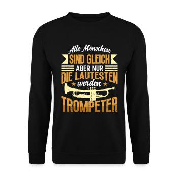 Trompeter Trompete Instrument Blechblasmusik - Unisex Pullover - Schwarz - Vorne - Alina (178cm) & Michal (187cm)
