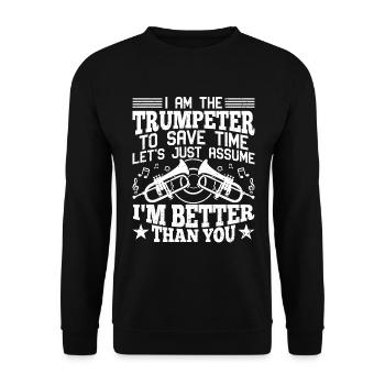 Trumpeter Trumpet Instrument Brass Music - Unisex Sweatshirt - black - Front - Alina (178cm) & Michal (187cm)