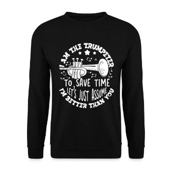 Trumpeter Trumpet Instrument Brass Music - Unisex Sweatshirt - black - Front - Alina (178cm) & Michal (187cm)