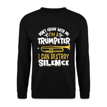 Trumpeter Trumpet Instrument Brass Music - Unisex Sweatshirt - black - Front - Alina (178cm) & Michal (187cm)