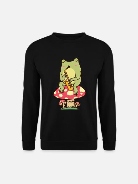 Frosch Saxophon Saxophonspieler Saxophonist - Unisex Pullover - Schwarz
