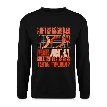 Auftragsgriller Grillen Barbecue Bbq Grillmeister - Unisex Pullover - Schwarz - Vorne - Alina (178cm) & Michal (187cm)