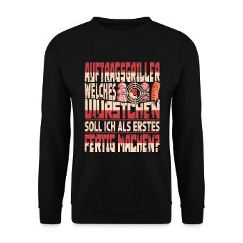 Auftragsgriller Grillen Barbecue Bbq Grillmeister - Unisex Pullover - Schwarz - Vorne - Alina (178cm) & Michal (187cm)