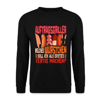 Auftragsgriller Grillen Barbecue Bbq Grillmeister - Unisex Pullover - Schwarz - Vorne - Alina (178cm) & Michal (187cm)