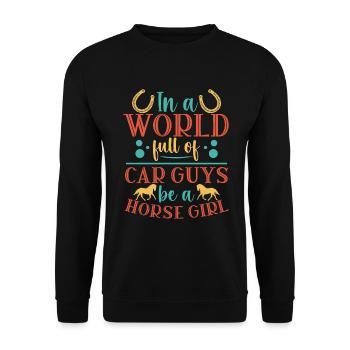 Pferd Reiterin Pferdeliebhaberin Pferdemädchen - Unisex Pullover - Schwarz - Vorne - Alina (178cm) & Michal (187cm)