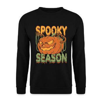 Creepy Pumpkin Halloween - Unisex Sweatshirt - black - Front - Alina (178cm) & Michal (187cm)