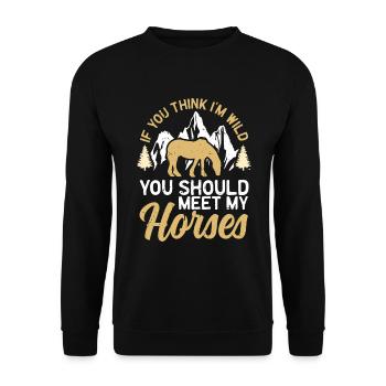 Pferd Reiterin Pferdeliebhaberin Reiter - Unisex Pullover - Schwarz - Vorne - Alina (178cm) & Michal (187cm)