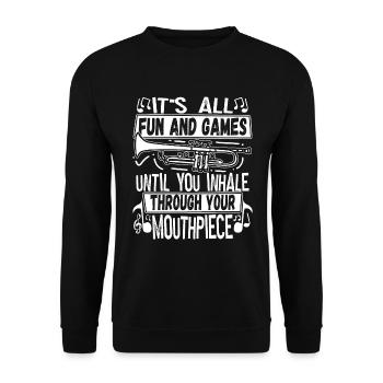 Trumpeter Trumpet Instrument Brass Music - Unisex Sweatshirt - black - Front - Alina (178cm) & Michal (187cm)