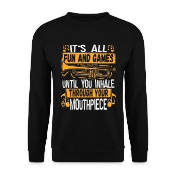 Trumpeter Trumpet Instrument Brass Music - Unisex Sweatshirt - black - Front - Alina (178cm) & Michal (187cm)