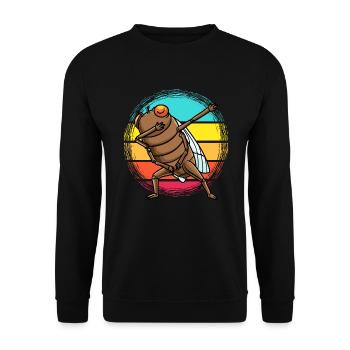 Retro Dabbing Zikade Insekt Vintage Entomologie - Unisex Pullover - Schwarz - Vorne - Alina (178cm) & Michal (187cm)