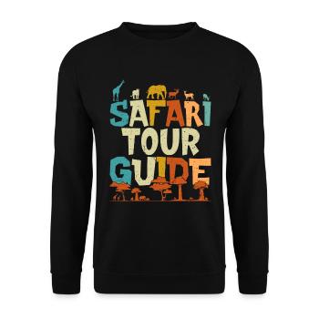 Safari Tour Guide Africa Vintage Wild Animals - Unisex Sweatshirt - black - Front - Alina (178cm) & Michal (187cm)