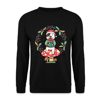Miniature Bull Terrier Dog Christmas Wreath - Unisex Sweatshirt - black - Front - Alina (178cm) & Michal (187cm)