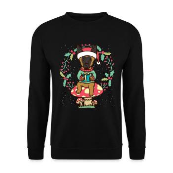 Malinois dog Mechelaar on mushroom Christmas wreath - Unisex Sweatshirt - black - Front - Alina (178cm) & Michal (187cm)