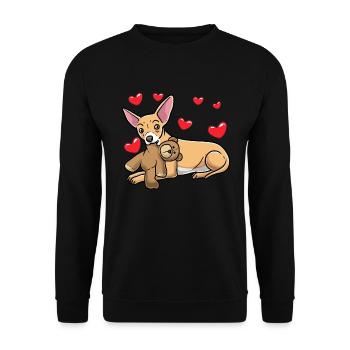Chiweenie Chien avec jouet en peluche - Sweat-shirt Unisexe - noir - Devant - Alina (178cm) & Michal (187cm)