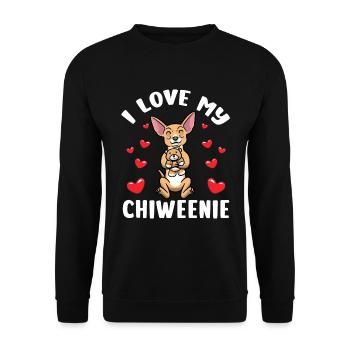 I love my Chiweenie dog with plush toy - Unisex Sweatshirt - black - Front - Alina (178cm) & Michal (187cm)