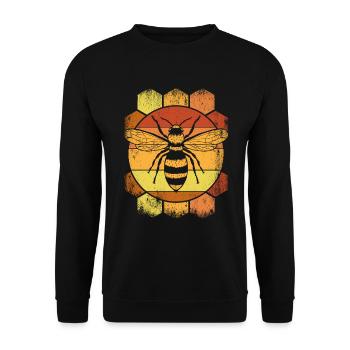 Imkerei Biene Retro Honig Bienenzucht Imker - Unisex Pullover - Schwarz - Vorne - Alina (178cm) & Michal (187cm)