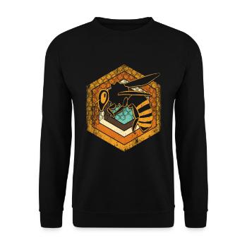 Imkerei Biene Retro Honig Bienenzucht Imker - Unisex Pullover - Schwarz - Vorne - Alina (178cm) & Michal (187cm)