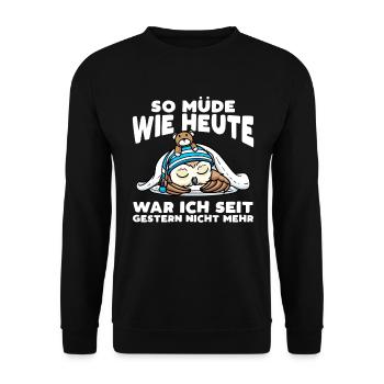 Schlafenden Eule Mit Kuscheltier So Müde Wie Heute - Unisex Pullover - Schwarz - Vorne - Alina (178cm) & Michal (187cm)