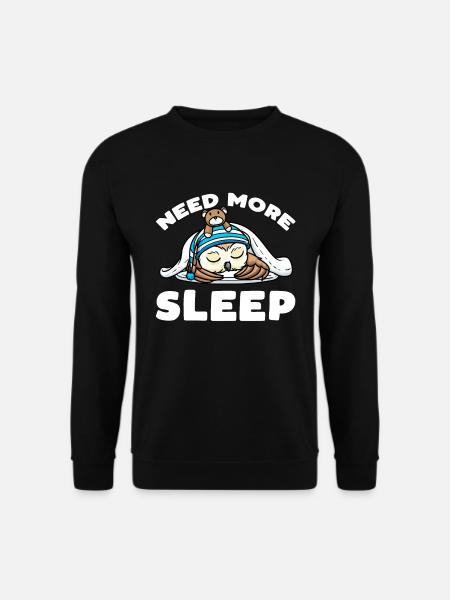 Brauche Mehr Schlaf Napping Eule Mit Plüschtier - Unisex Pullover - Schwarz
