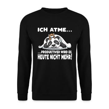 Schlafender Panda Mit Plüschtier Schlaf - Unisex Pullover - Schwarz - Vorne - Alina (178cm) & Michal (187cm)