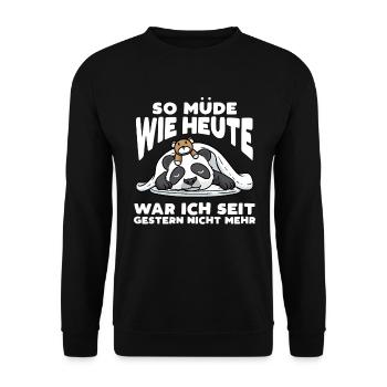 Schlafender Panda Mit Plüschtier Schlaf - Unisex Pullover - Schwarz - Vorne - Alina (178cm) & Michal (187cm)