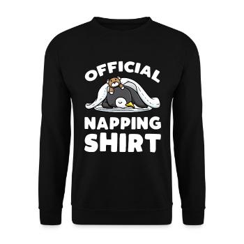 Official Nap Shirt Sleeping Penguin - Unisex Sweatshirt - black - Front - Alina (178cm) & Michal (187cm)