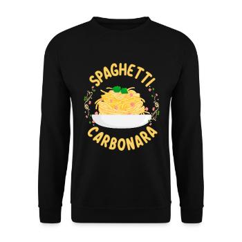 Spaghetti Carbonara | Pasta Liebhaber Köche - Unisex Pullover - Schwarz - Vorne - Alina (178cm) & Michal (187cm)
