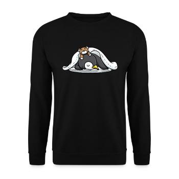Drôle de pingouin endormi avec sommeil - Sweat-shirt Unisexe - noir - Devant - Alina (178cm) & Michal (187cm)