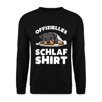 Rottweiler Hund Schlaf Schlafen Schlummern - Unisex Pullover - Schwarz - Vorne - Alina (178cm) & Michal (187cm)