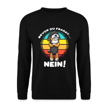 Bernedoodle Hund Stur Nein - Unisex Pullover - Schwarz - Vorne - Alina (178cm) & Michal (187cm)