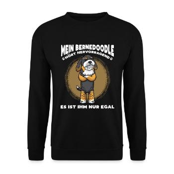 Stur Bernedoodle Hund - Unisex Pullover - Schwarz - Vorne - Alina (178cm) & Michal (187cm)